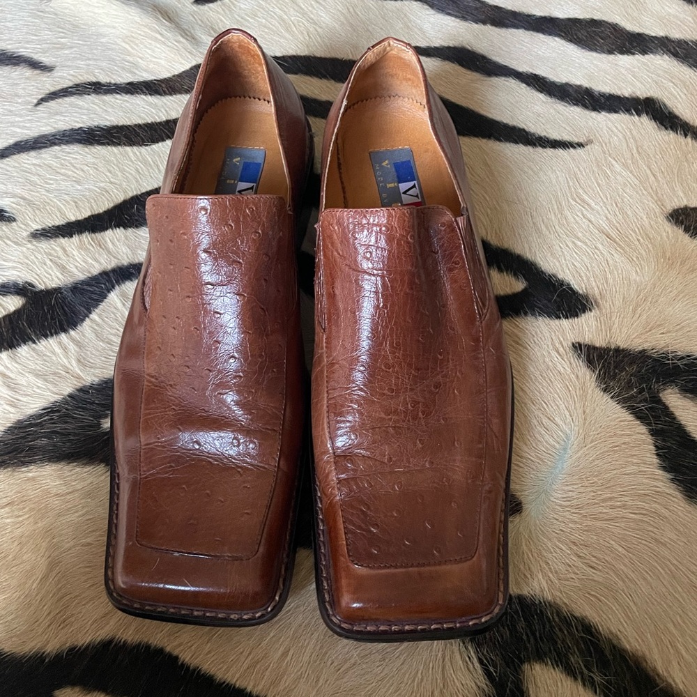 Mens Italian ostrich leather loafers